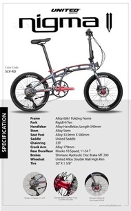 Sepeda Lipat Folding Bike 20 United Nigma V