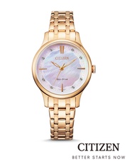 CITIZEN นาฬิกาข้อมือผู้หญิง Eco-Drive EM0893-87Y Mother Of Pearl Lady Watch ( พลังงานแสง )