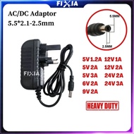 AC-DC 5.5mm*2.5mm/2.1mm 5V, 6V, 9V, 12V, 24V 1A/1.2A/2A/3A UK Switching Power Adaptor Adapter FIXIA