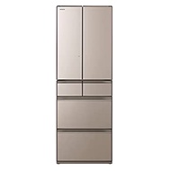 【中古】日立 冷蔵庫 幅65cm 540L クリスタルシャンパン R-HW54R XN 6ドア フレンチドア 日本製 まるごとチルド