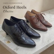 Oxford Shoes Genuine Cowhide LeatherWanita - Oxford Shoes 5 cm Heels Black Brown Shoes