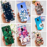 For Samsung A8 2018 Casing A530F Cute Fashion Luxury Flowers Cat Painted Shockproof Bumper Cover For Samsung Galaxy A8 2018 Phone Case Clear TPU