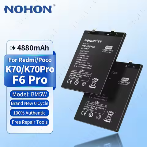 NOHON Replacement Battery for Xiaomi Poco F6 Pro F5 F4 F3 F2Pro F1 Redmi K70 K50 Gaming K40 K30Pro B