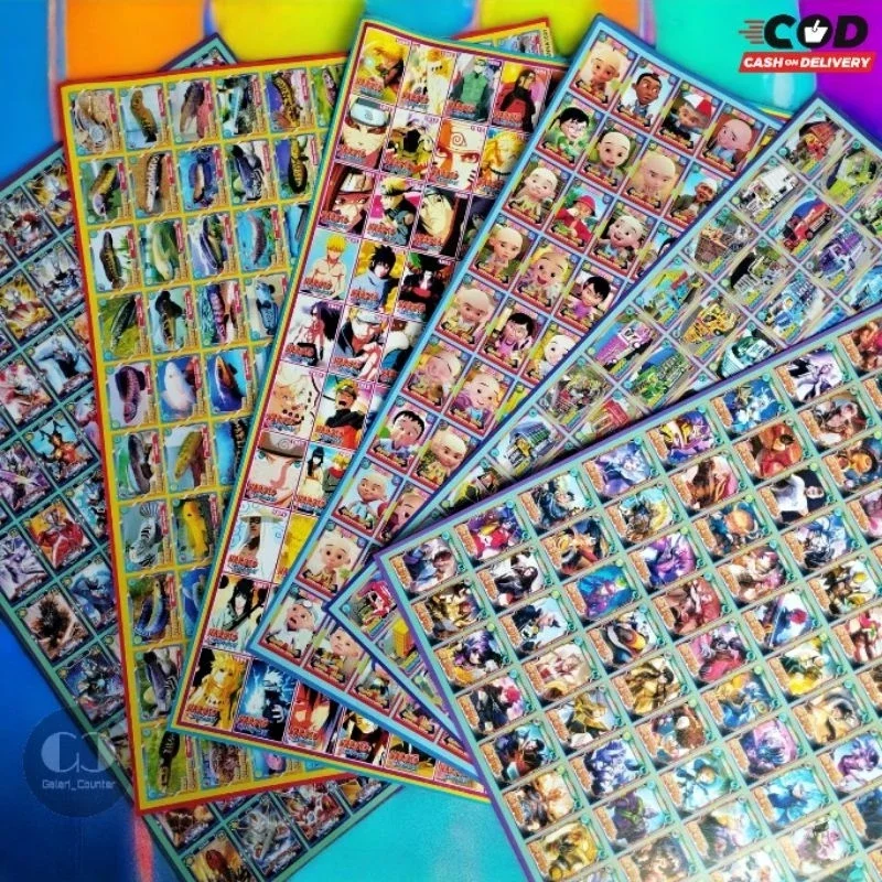 4 Lembar isi 400 pcs Mainan Kartu kwartet mini kartu gepok kartu umbulan mainan jadul mainan murah