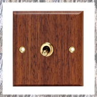 [Z F L U] 86 Type Solid Wood Panel Switch Wall Light Retro Brass Toggle Switch Wood Grain Electrical