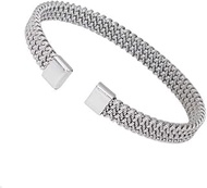 Stainless Steel Curb Palma Cable Chain Bangle Bracelet, Silver Tone, 2.5 Inch, Hypoallergenic