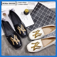 Giày lười nữ - giày bệt nữ búp bê da mềm khâu viền đế mũi tròn in thêu nổi