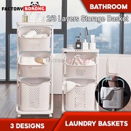 Factory Borong S5 Laundry Basket 2/3 Tier Laundry Baskets Bathroom Storage Basket Clothes Storage Ra