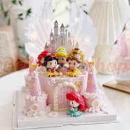 Disney Princess Set Cinderella Snow White Mermaid Alice Cake Topper Decorations Edible Cake Decorati