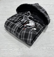 KEMEJA FLANEL HOODIE KUPLUK PRIA LENGAN PANJANG MOTIF KOTAK-KOTAK PREMIUM GAYA FORMAL CASUAL