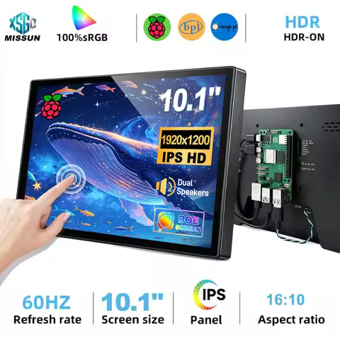 10.1" Raspberry pi5 4/3B Touchscreen Monitor 1920x1200 IPS Display DC 12V HDMI RPI for Raspberry Pi 