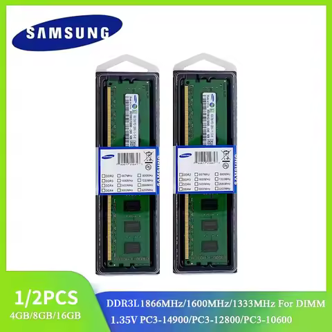 1/2PCS SAMSUNG DDR3L DIMM Ram 16GB 8GB 4GB 1866MHz 1600MHz 1333MHz Desktop Memory 240Pin DIMM 1.35V 