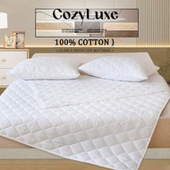 CozyLuxe 100% Cotton Mattress Protector Comfort Bedsheet Protector White Mattress Topper Set