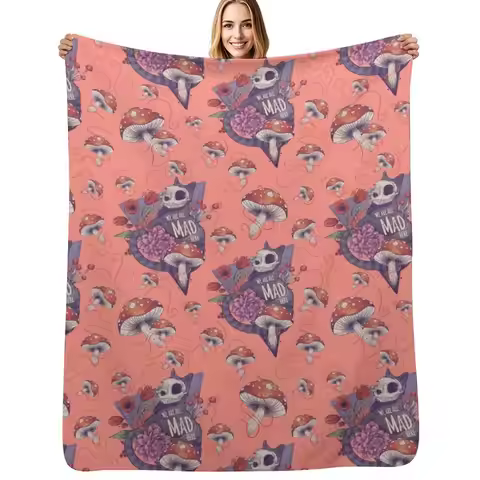 We are all mad here Throw Blanket Soft Plaid Beach For Baby Picnic decorative Luxury Designer Blanke