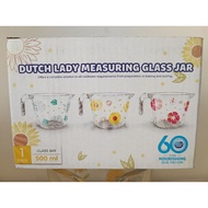 Limited Edition Dutch Lady 500ml Measuring Glass Jar Glass Cup Chilled Breakfast Jar