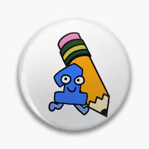 One Holding Pencil Bfdi Soft Button Pin Fashion Metal Clothes Gift Cartoon Hat Cute Jewelry Decor La
