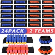 Dart Holders Fit for Nerf Gun Bullets, 24 Pcs Gun Party Supplies Toy Gun Accessories Ammo Wristband
