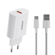 ROBOT Smart Fast Charger Support All Protocol Fast Charging 18W RT-UC1 With Cable A to C