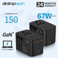 AIRDROPTECH 75W 65W PD Dual Type C Universal Socket Travel Adapter GAN Wall Charger