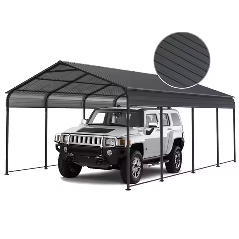 Heavy Duty 12x20x8.7FT Metal Carport Canopy Galvanized Steel Roof Car Shelter Garage For Pickup, Cus