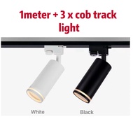 LED Track Light Set [Set of 4] 3pcs Gu10 Cob Bulb Led Track Light + 1pc 1Meter Track Rail Indoor Spo