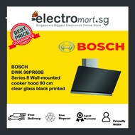 BOSCH DWK 98PR60B Series 8 Wall-mounted  cooker hood 90 cm  clear glass black printed