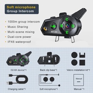 D2-6X Motorcycle Helmet Bluetooth Intercom 6-Person Switching Intercom Distance 1000 Meters Multi-Sc