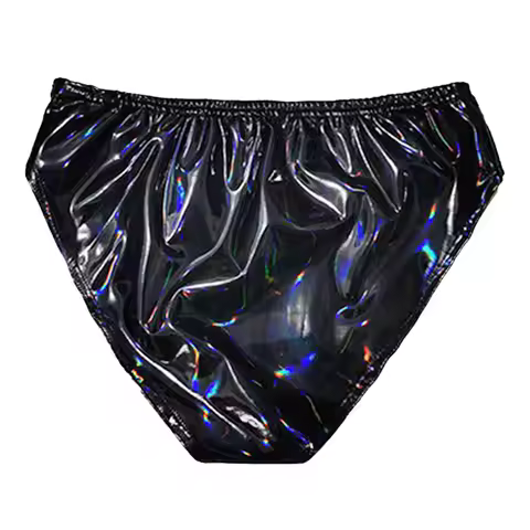 Plus Size Woman Lingerie Underwear Wetlook Patent Leather Briefs Low Raise Elastic Panties Latex Und