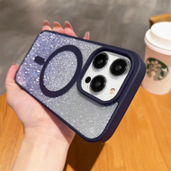 Luxury Magsafe Wireless Charge Phone Case For iPhone 14 13 12 11 Pro Max Soft Bumper Gradient Color Glitter Cover