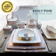 EMILY PINK ROYAL PORCELAIN โถข้าว จานเหลี่ยมสวยๆ