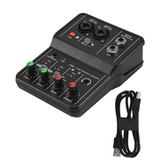 Q-12 Sound Card Audio Mixer Sound Board Console Desk System Interface 4 Channel 48V Power Stereo Com