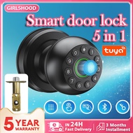Smart Door Lock 5 in 1 Ball  Q7 TUYA APP Password Key Fingerprint Magnetic card Auto-lock Black Home