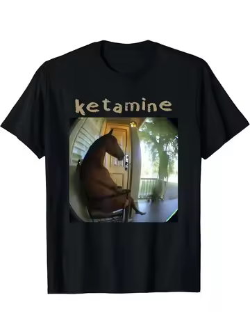 Ketamine-free Horse Ketamine Horse Emergency Horse Horse Sitting in A Chair T-shirt Couple's Spring/