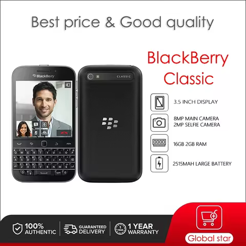 BlackBerry Classic Q20(-1 -2 -3 -4) Refurbished Original Unlocked Cellphone 16GB 2GB RAM 8MP Camera