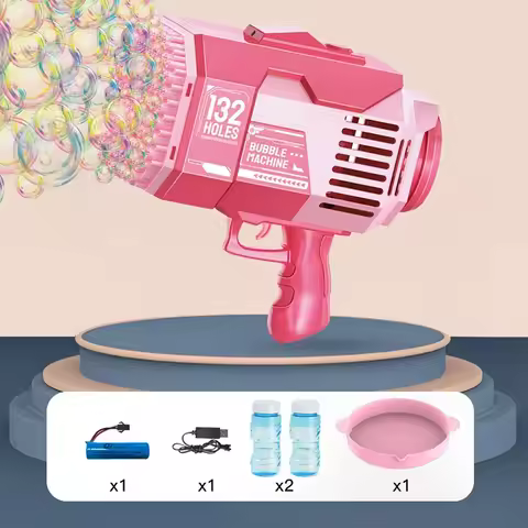 132 Hole Electric Automatic Bubble Gun Toys Gatlin Bubble Gun Soap Bubbles Magic Bubble for Bathroom