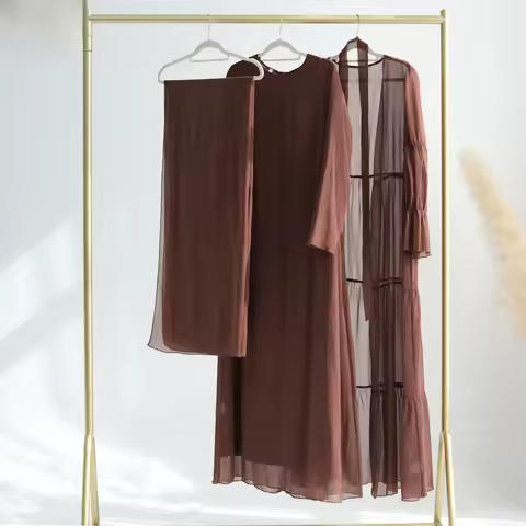 Plus Size Elegant Pleated Chiffon Two-Piece Set LR866+LR867 Dubai Turkey Encounter 2025 Loriya Forma