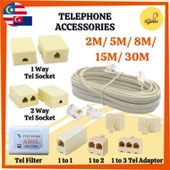RJ11 Pin to Pin Cable 7ft 15ft 25ft 50ft 100ft / Telephone Adaptor / Telephone Socket 1way 2way / AD