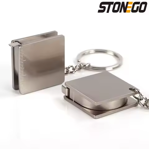 STONEGO 1PC Mini Stainless Steel Telescopic Keychain 1m Tape Measure Multifunctional Measuring Tool 