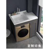 华迪诺定制小户型阳台洗衣柜卫浴台盆柜一体柜洗衣池搓板整体洗衣 定制切角