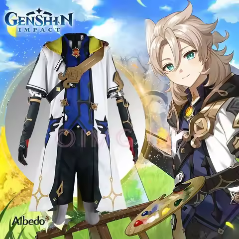Genshin Impact Albedo Cosplay Costume Adult Carnival Uniform Wig Anime Halloween Party MasqueradeCos