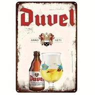 Papan Logam Vintaj Duvel, Pra-Lubang, Seni Dinding Besi Tahan Cuaca, Hiasan Retro untuk Rumah, Bar, 