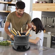 (DGHV) Mini Stainless Steel Fondue Pot Set Cheese Chocolate Fondue 6 Dipping Forks and Removable Pot