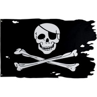 Jolly Roger Flag 3x4.8fts Crossbone Old Skull Bones Pirate Banner Creepy Ragged