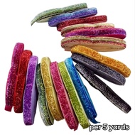 3/8 Inch (9mm/.9cm) Metallic Velvet Ribbons PER 5 YARDS
