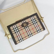 Burberry 經典格紋口金長銀包長夾手拿袋零錢 日本中古二手