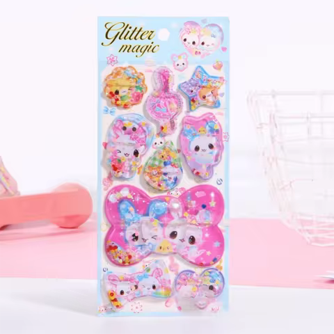 New Sequin Design 3D Shake Sticker Kawaii PVC Y2K Retro Sticker Creative Design Personalized Design 