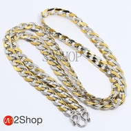 s2shop สร้อยคอสแตนเลสแท้ สร้อยคอพระ ลายโซ่แบนขัดเหลี่ยม ห้อยพระได้ 1 องค์ ความกว้าง 7 มม.ความยาว 16