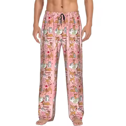 Custom Print Men's B-Bambies Anime Pajama Pants Sleepwear Sleep Lounge Bottoms with Pockets