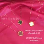 Goldandjewel 15mm Clover Center in 18K HK Gold Setting w/certificate Gold Necklace Pawnable