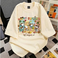 SUKISILK Women Cute White Dog Summer Print Beach Fruit Ice Cream Graphic Top cfh456